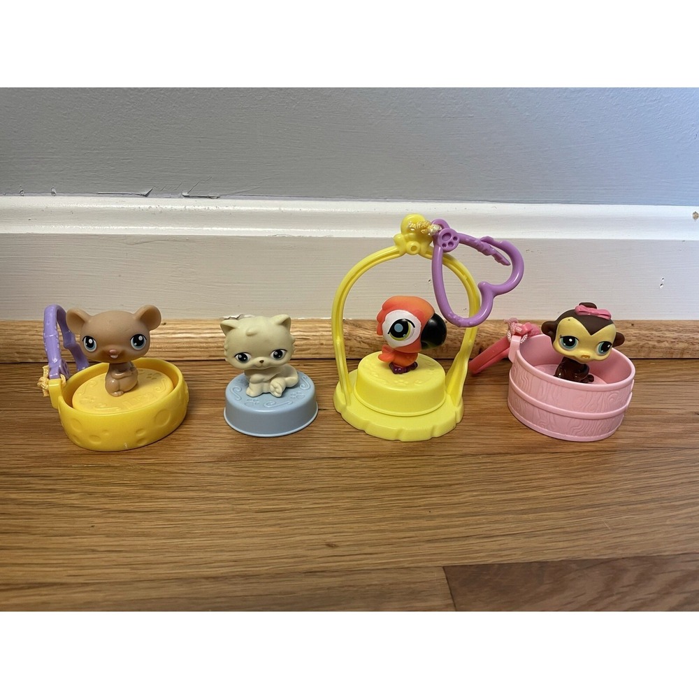 McDonald's Toys LPS Monkey, Cat, Parrot, Mouse (4)